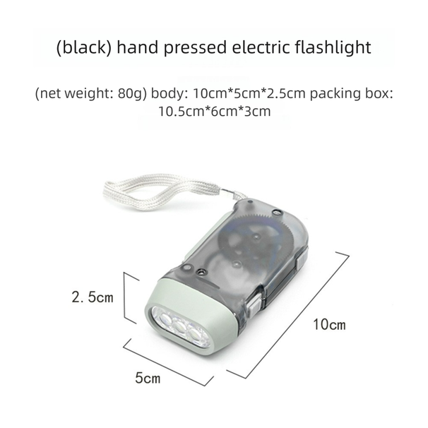Outdoor Hand-Press Automatic Power Emergency LED 3 Lights Manual Super Bright Portable Mini Flashlight_voghion.com