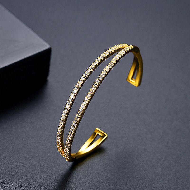 Women's Jewelry Elegant Double Layer Zircon Bracelet Adjustable Cuff Bangle For Everyday Wear Open Adjustable Bracelet_voghion.com