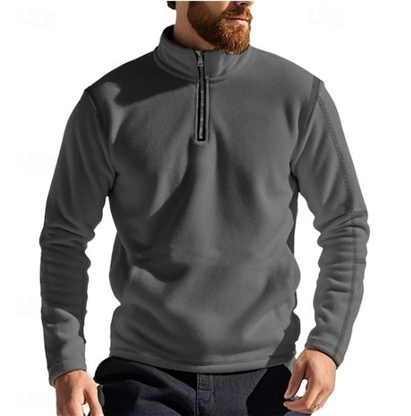 ​Herren-Fleece-Pullover mit Stehkragen und halbem Reißverschluss – Stilvolles, lässiges Langarm-Oberteil für Herbst und Winter​_voghion.com