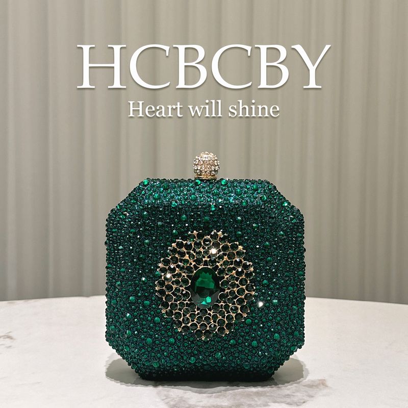 Pochette de soirée à strass vert foncé brillants, avec boucle en diamant de haute qualité, petite pochette pour femme, tendance et élégante_voghion.com