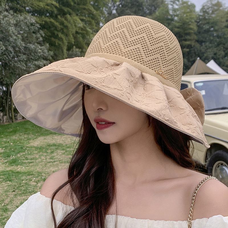 Women's Summer New Sunscreen Travel Sunshade Beach Holiday Three Wave Fisherman Hat_voghion.com