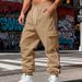 Men's Heavyweight Fleece-Lined Cargo Pants - Winter Warm Workout Joggers With Drawstring & Multi-Pockets_voghion.com