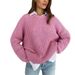 Sweter W Jesień I Zima Nowy Produkt Luźny Okrągły Dekolt Jednolity Kolor Długi Rękaw Leniwy Styl Dzianinowa Kurtka_voghion.com