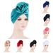 Neuer mehrfarbiger Turbanhut aus Satin mit Blumenapplikation_voghion.com