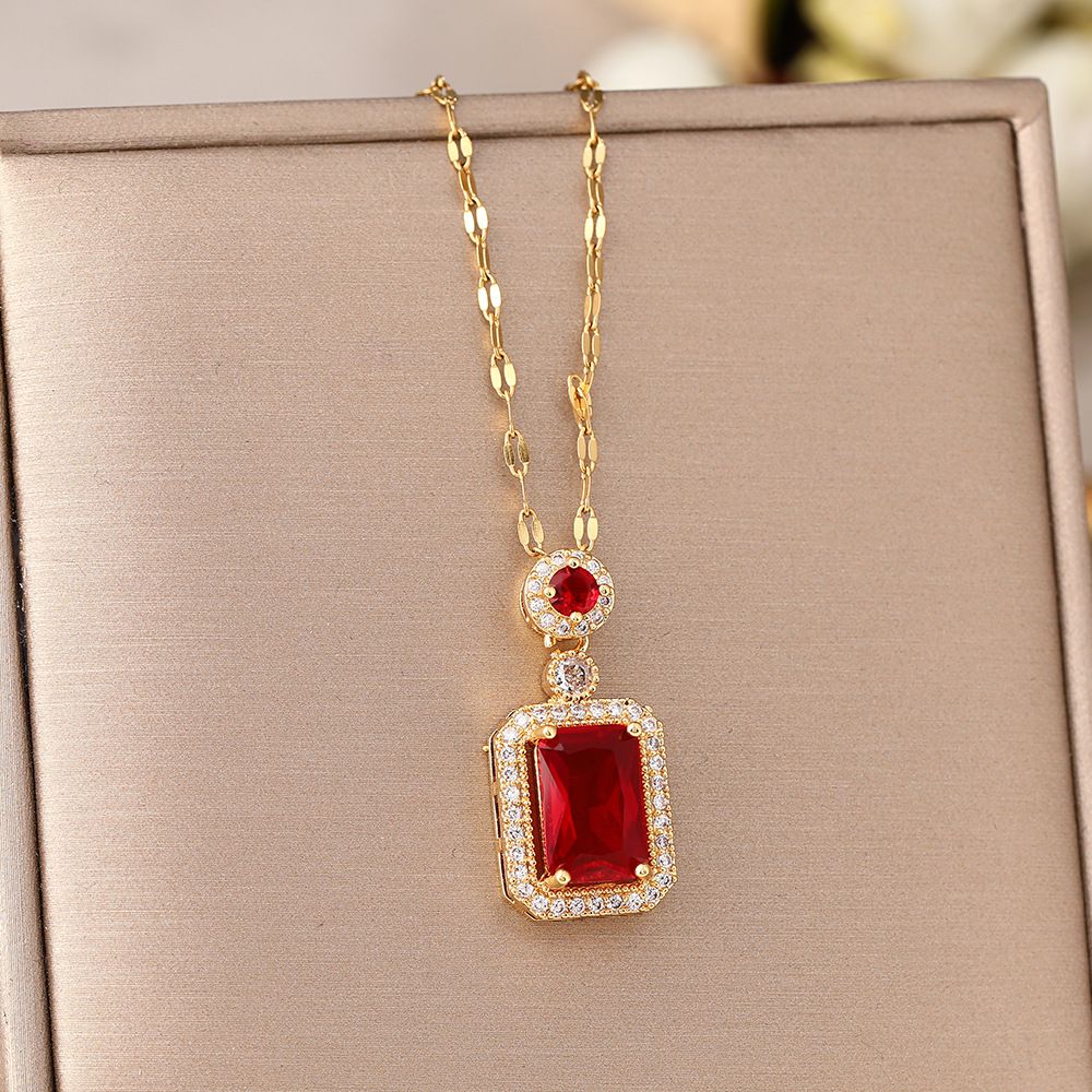 Set di orecchini e collana con anello geometrico classico in zircone e cristallo di smeraldo, gioielli con catena per clavicola di alta qualità._voghion.com