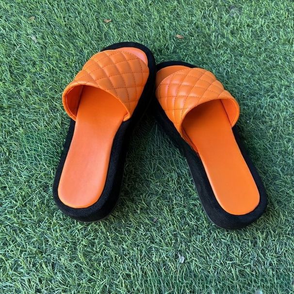 Dames 2024 nieuwe grote maat dikke zool pantoffels eenbeen geruite zomer pantoffels_voghion.com