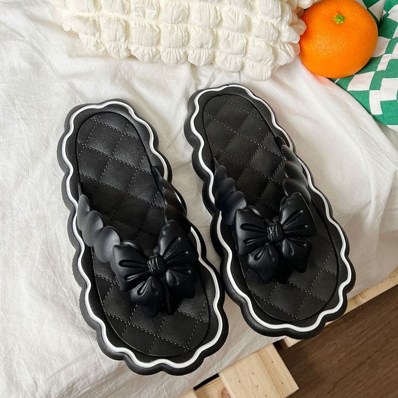 Flip-Flops mit Schleife für Damen im Sommer, Outdoor-Kleidung am Strand, weiche Unterseite, rutschfest, süße Feen-Flip-Flops am Meer_voghion.com