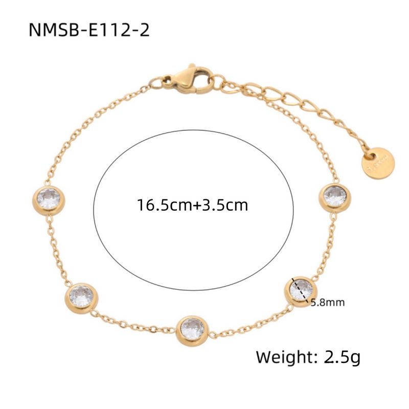 Basic Lady Geometric 304 Stainless Steel Zircon Bracelets In Bulk_voghion.com