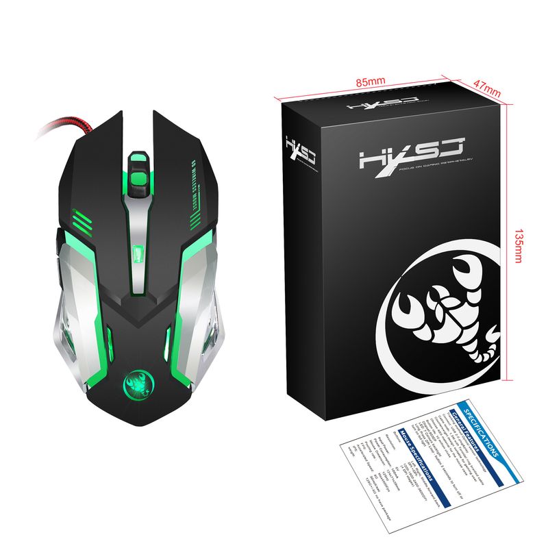 New H200 Gaming with Colorful Backlight 3600dpi Adjustable 6D Wired Mouse_voghion.com