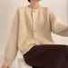 Elegante cardigan in maglia con un bottone per donna – Cappotto corto oversize in stile boho chic con scollo rotondo morbido (marrone caffè, beige, avena, rosso)_voghion.com