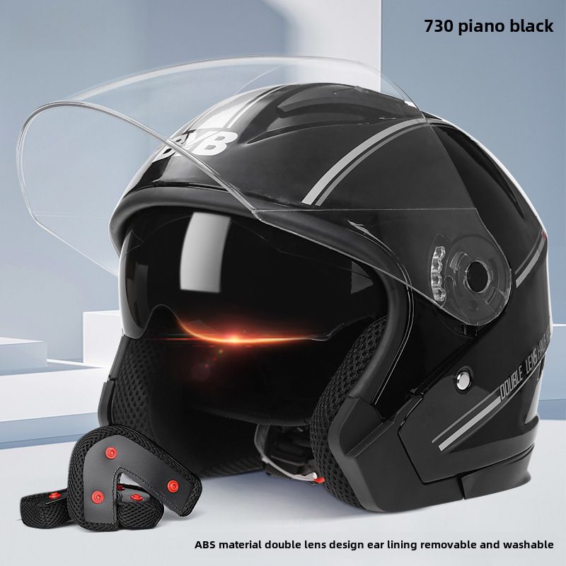 Scooterhelm Motorradhelm Vëlo-Motorradhelm véier Saisone Duebelspiegelplackhelm_voghion.com