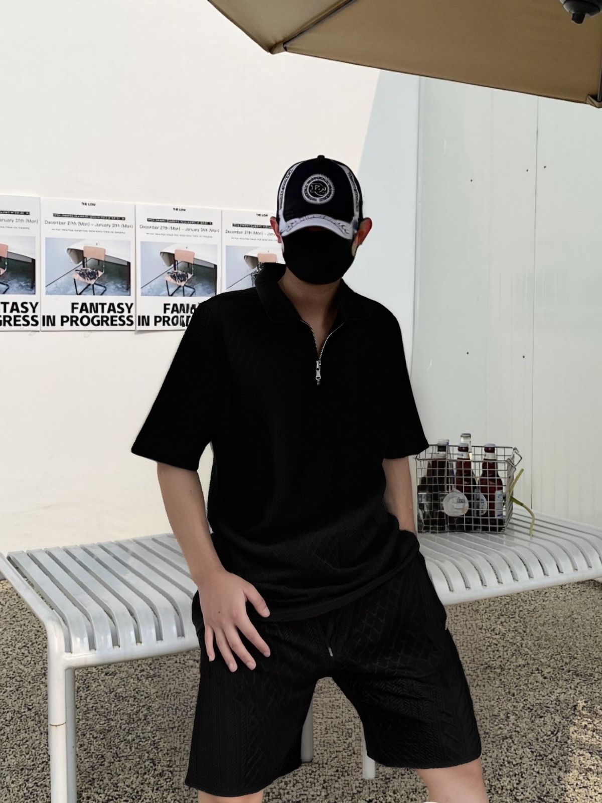 Herren Sommer Sportanzug Große Größe Einfarbig Jacquard Casual Zweiteiliges Set_voghion.com