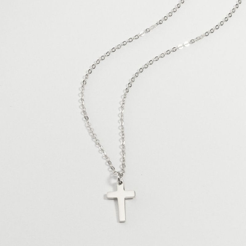 Gold Over Silver Cross Necklace For Women Small Stainless Steel Cross Pendant On 18 Inch Chain For Men And Women_voghion.com