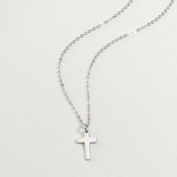 Gold Over Silver Cross Necklace For Women Small Stainless Steel Cross Pendant On 18 Inch Chain For Men And Women_voghion.com