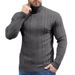 Maglione da uomo slim fit a collo alto, pullover casual in maglia, strato di base in tinta unita, misto cotone lavabile in lavatrice, antipiega_voghion.com