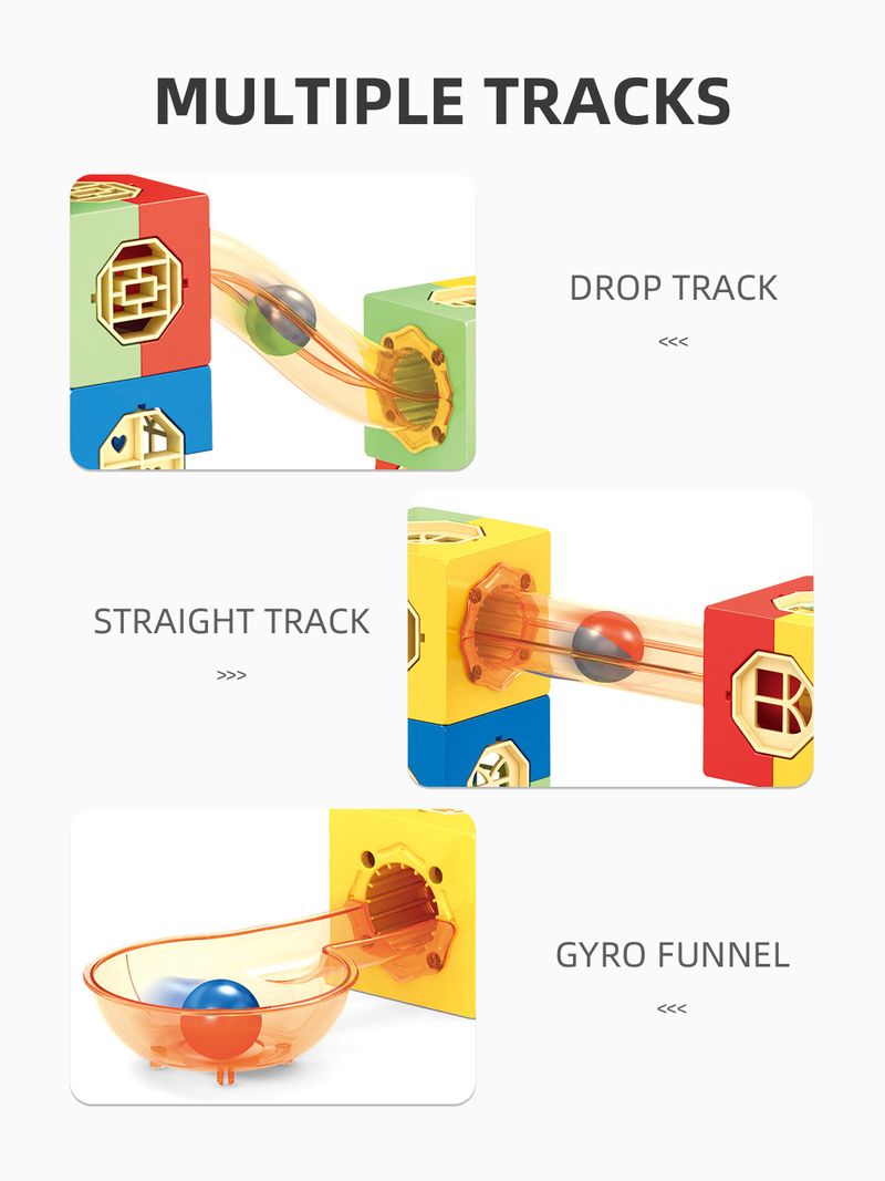 Bloc de construction de tuyaux 2 en 1 pour enfants, piste 3D, labyrinthe tridimensionnel, bloc de construction de boule d'éjection_voghion.com
