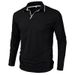 Men's t-Shirt v-Neck Solid Color Polo Shirt Men's Long Sleeve Top_voghion.com