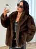 Plus Size Women'S Winter Coat - Elegant Fur-Lined Round Neck Jacket, Solid Color Warm Outerwear For Fall Winter,_voghion.com
