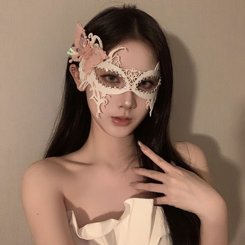 Maschera per gli occhi con fiore a metà per donne, feste in maschera, cosplay, accessori, celebrità di Internet_voghion.com