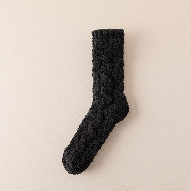 New winter coral fleece mid tube socks thick warm ladies floor socks Maillard color pile socks towel socks_voghion.com