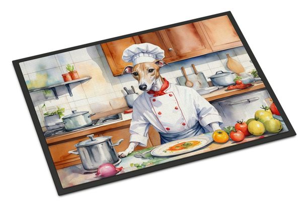 Whippet The Chef Doormat Front Door Mat Indoor Outdoor Rugs For Entryway, Non Slip Washable Low Pile, 24H X 36W_voghion.com