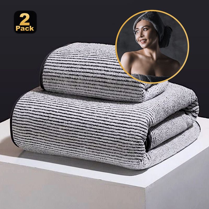 Set di asciugamani da bagno e asciugamani per le mani in pile di corallo - Ultra morbidi e super assorbenti (uso in spa e in viaggio, asciugatura rapida, leggeri, qualità alberghiera, set da 2 pezzi)_voghion.com