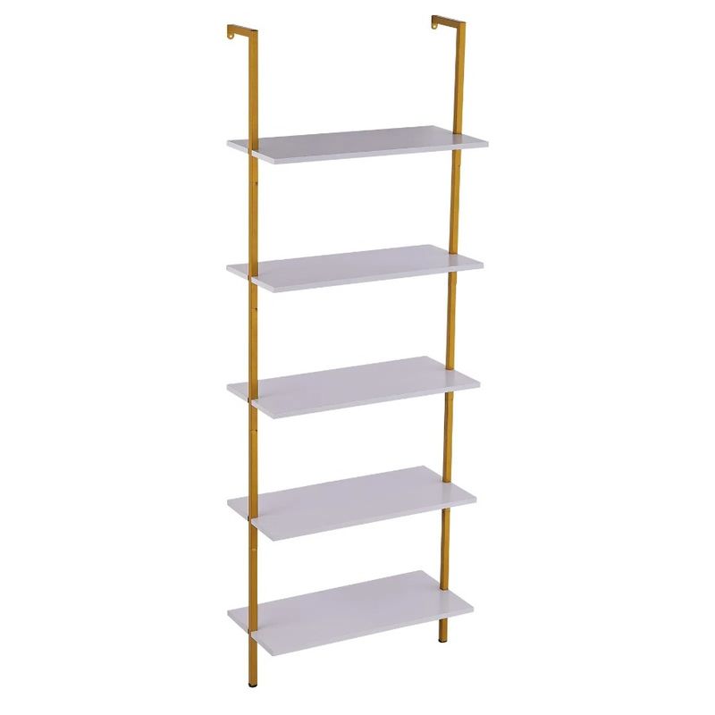 Industrial Tier WallMount Square Gold 5 White 24x11.8in Shelf Pipe_voghion.com