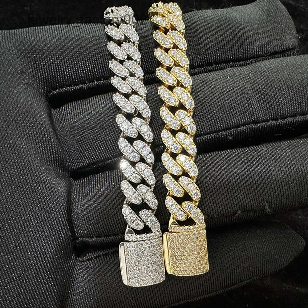 Collana con catena a maglie cubane in moissanite VVS da 8 mm, placcata in oro, alta qualità, con diamanti, gioielli Hip Hop_voghion.com