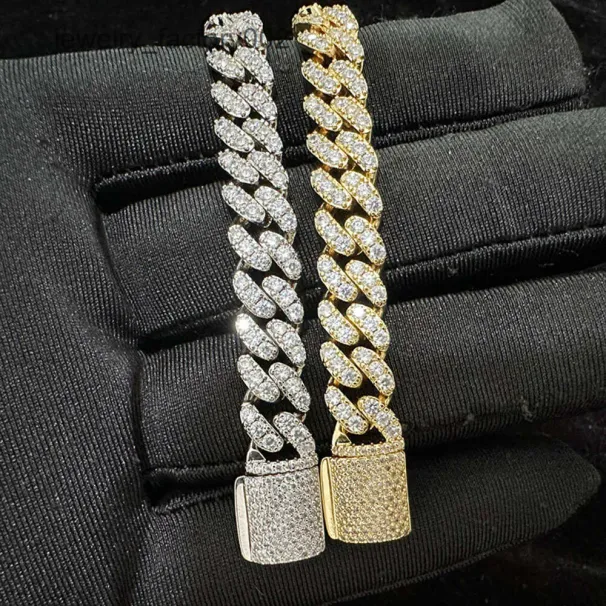 Collana con catena a maglie cubane in moissanite VVS da 8 mm, placcata in oro, alta qualità, con diamanti, gioielli Hip Hop_voghion.com