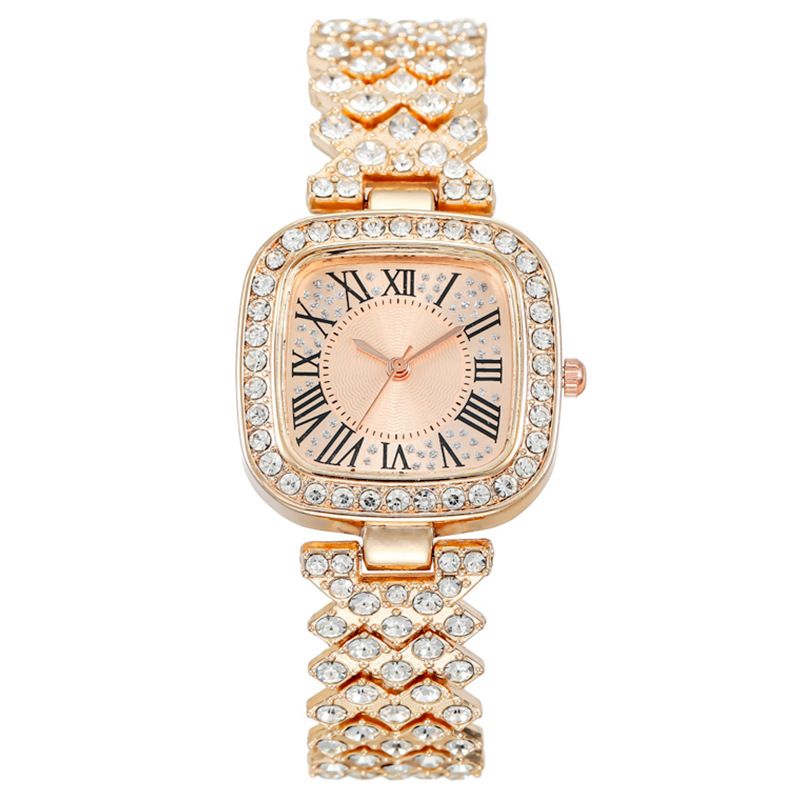 Quadratisches, diamantbesetztes Stern-Mode-Damenuhrarmband für Frauen_voghion.com