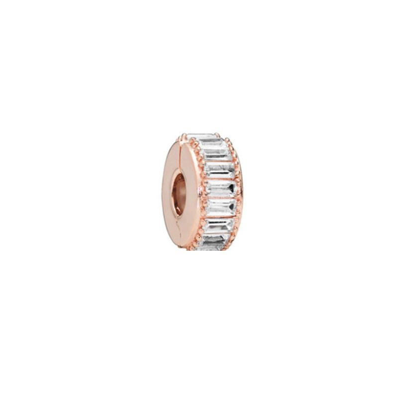 Cuentas finas de plata S925 con diseño de línea pavé brillante, logotipo, cierre fijo, pulsera, accesorios de bricolaje_voghion.com