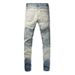 Herreklær samme stil kattehår rynkete svart og hvitt lappeteppe hull elastisk slim fit skinny jeans jeans_voghion.com