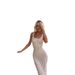 Women's Clothing New Beach Cover Up Casual Solid Color Split Backless Knitted Sling Outer Dress_voghion.com