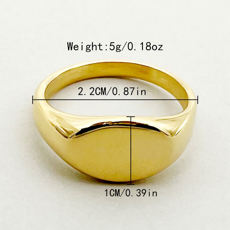 Anello in acciaio inossidabile placcato oro, stile minimalista, corto, ovale, liscio e versatile_voghion.com