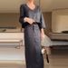 Women's clothing solid color simple casual style skirt temperament two piece suit_voghion.com
