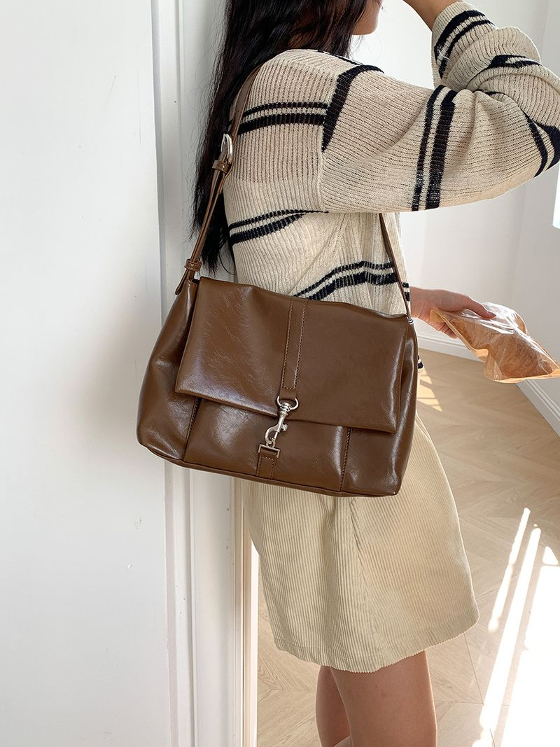 BWBW für Damen, PU-Leder, Schultertasche, Klappe, Schulterhandtasche, Geldbörse, große Kapazität, lässige Umhängetasche_voghion.com