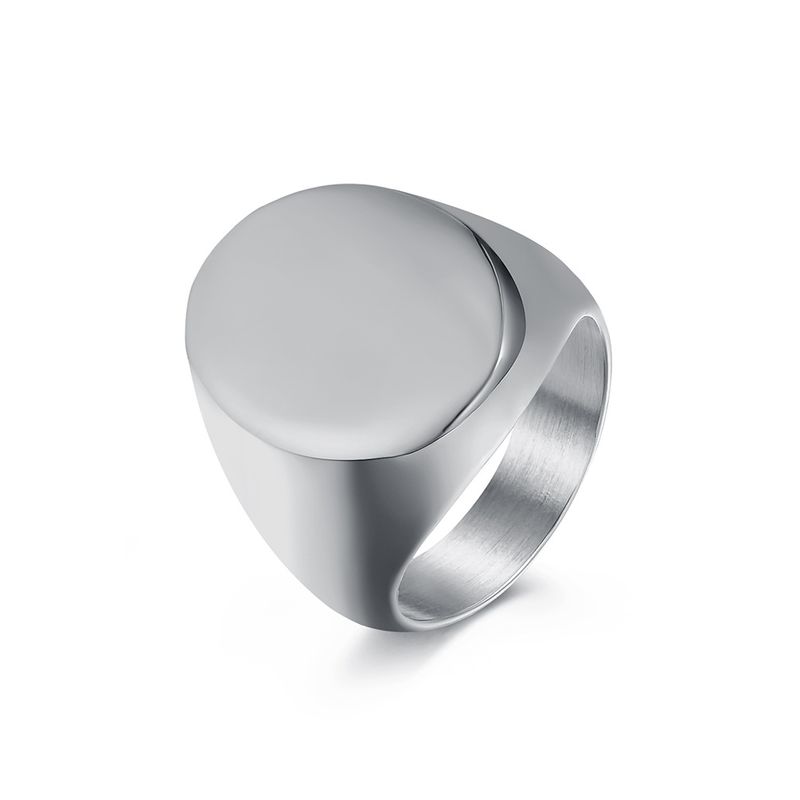 Anel de aço de titânio com selo brilhante grande simples, anel masculino de personalidade grande, estilo frio, joias de mão de alta qualidade_voghion.com
