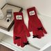 Touchscreen Bowknot Five-Finger Cute Korean Style Thickened Fingerless Knitted Warm Gloves For Autumn And Winter_voghion.com