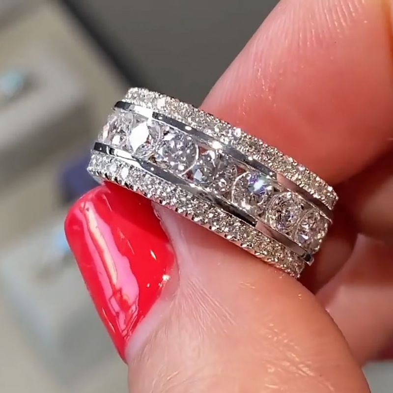 Cao Shi's Men's High-end Ring Shines Luxurious Starry Sky Full Diamond Ring, With A Light Luxury Style And Elegant_voghion.com