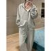 001 Korean Style Casual Sportswear For Women, Spring And Autumn, Lazy Style, Loose Fit, Slimming Hooded Sweatshirt Two-Piece_voghion.com