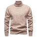 Herentrui met hoge hals en fleecevoering - Winterwarm gebreide trui, dik en zacht, stijlvolle effen kleur voor casual en kantoorkleding (M-3xl)_voghion.com
