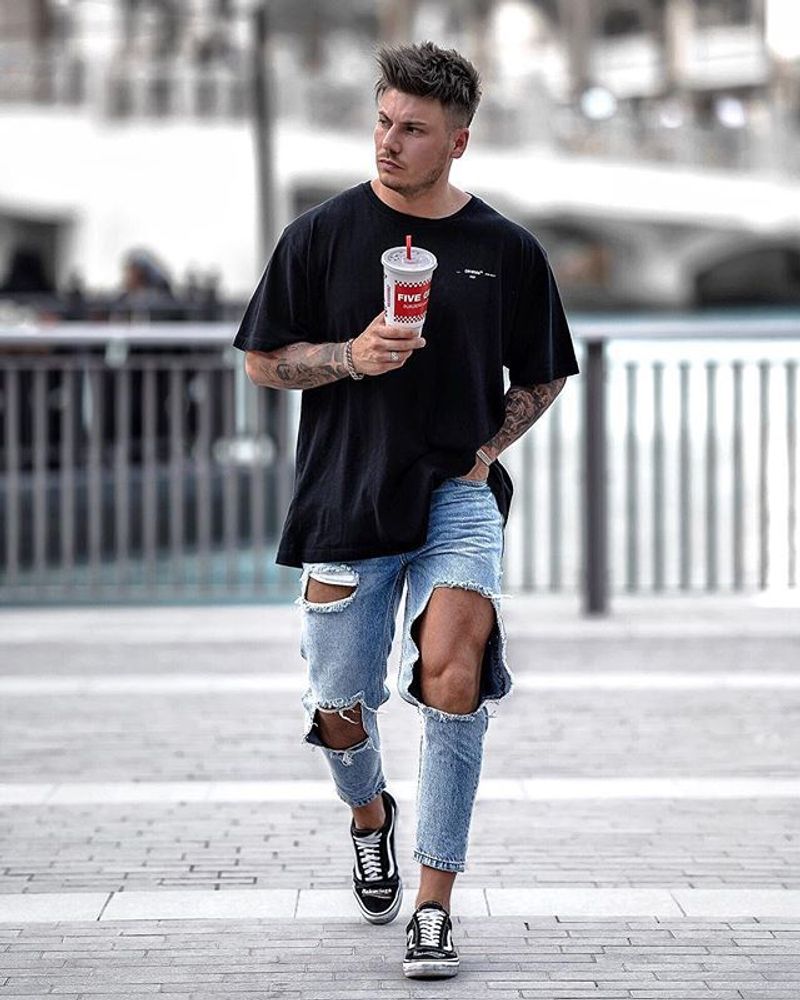 Jeans pour hommes, nouveau style, pantalons à grands trous, à la mode_voghion.com