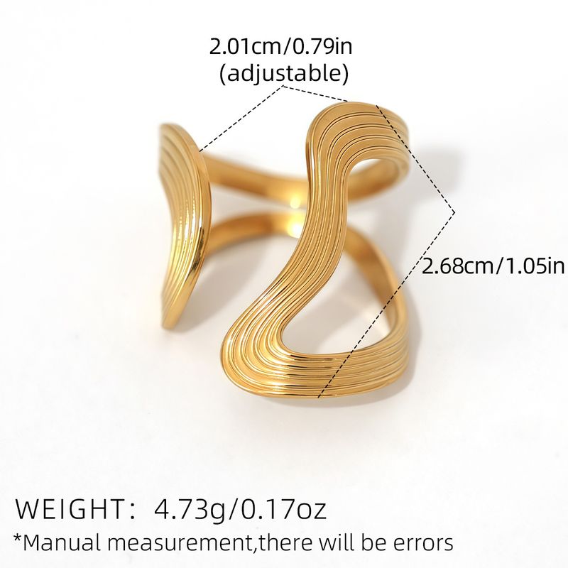 Minimalistischer Stil, unregelmäßige Linie, Edelstahl, offen für Frauen, Nischen-Lagenkleidung, Zeigefinger-Ring-Accessoire_voghion.com