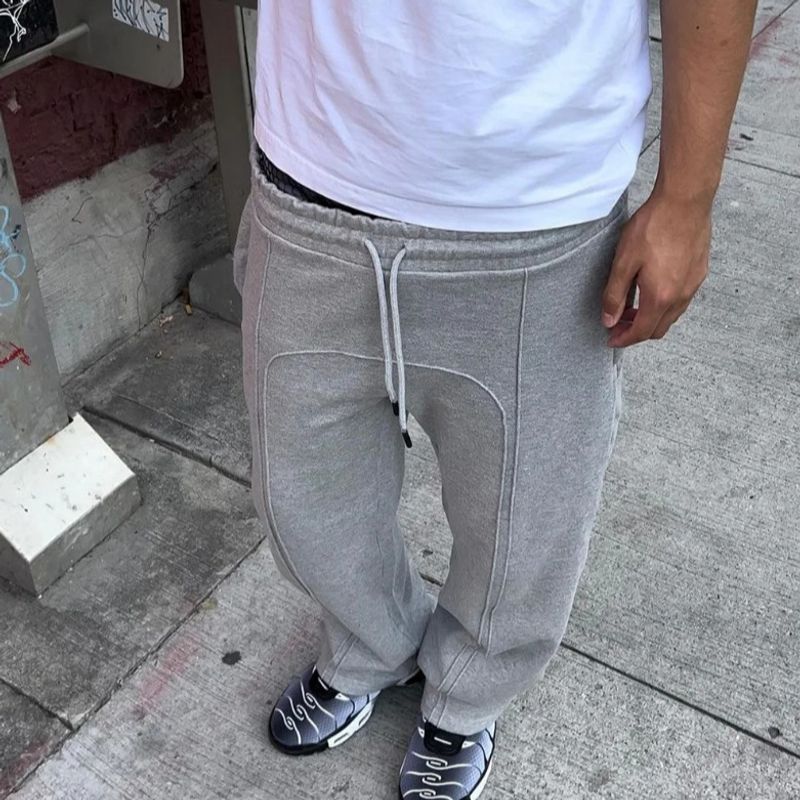 Herenkleding Design Sweatpants Heren Street Casual Broeken Trendy Hip Hop Casual Broeken Losse Rechte Broeken_voghion.com