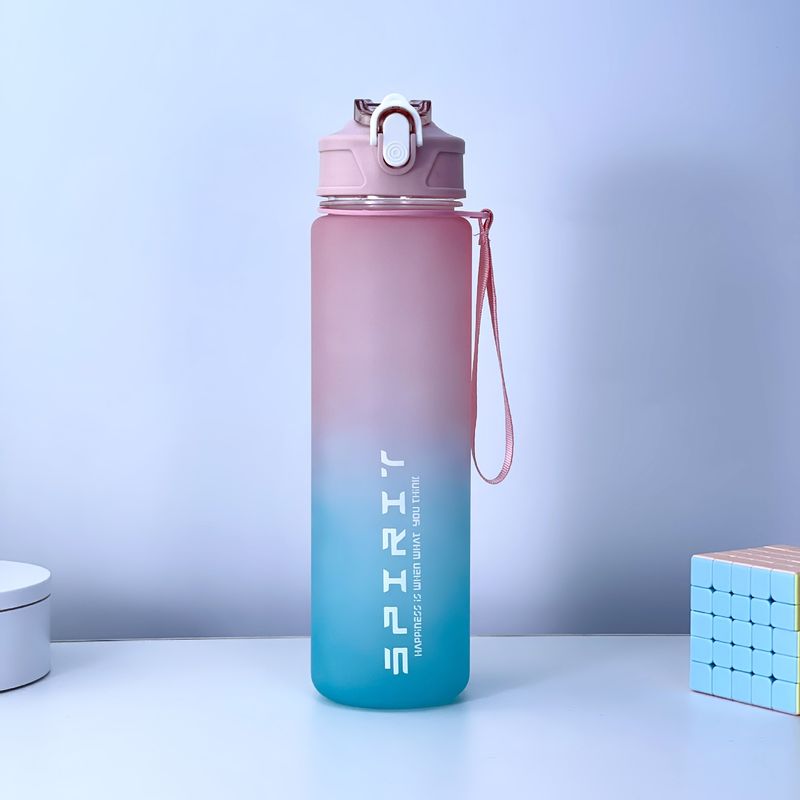 Large capacity outdoor sports water cup men and women will carry straw water bottle plastic handy cups_voghion.com