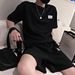Waffle style short shorts for summer 2022 new men's half sleeved ruffled and handsome casual loose fitting sports_voghion.com