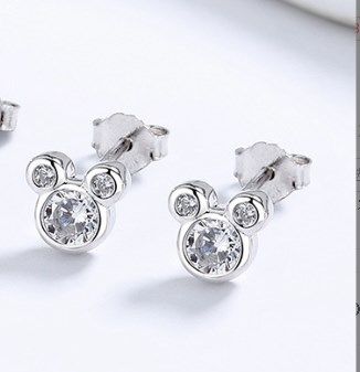 1 paio di orecchini a bottone in argento sterling con zirconi a forma di cartone animato_voghion.com