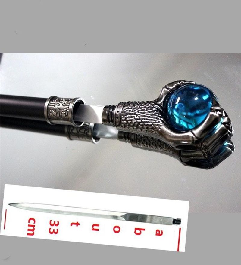 Drakenklauw met meerblauwe bal wandelstok man vrouwen elegante stokken vintage cosplay wandelstok met 33cm zwaard_voghion.com