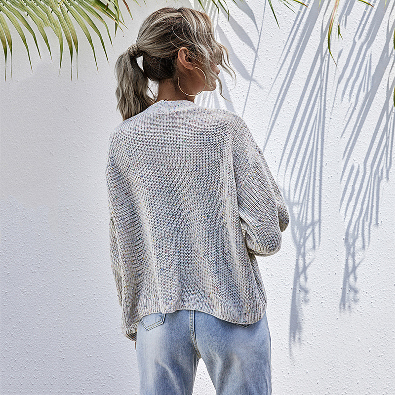 Women's clothing Lazy style knitted forest style solid color point long-sleeved sweater jacket for women independent station autumn_voghion.com