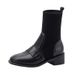 Stivaletti corti 2020 autunno inverno nuovo articolo, tacco spesso, gambe sottili, stivali da donna con intersuola elastica, punta quadrata, casual e_voghion.com